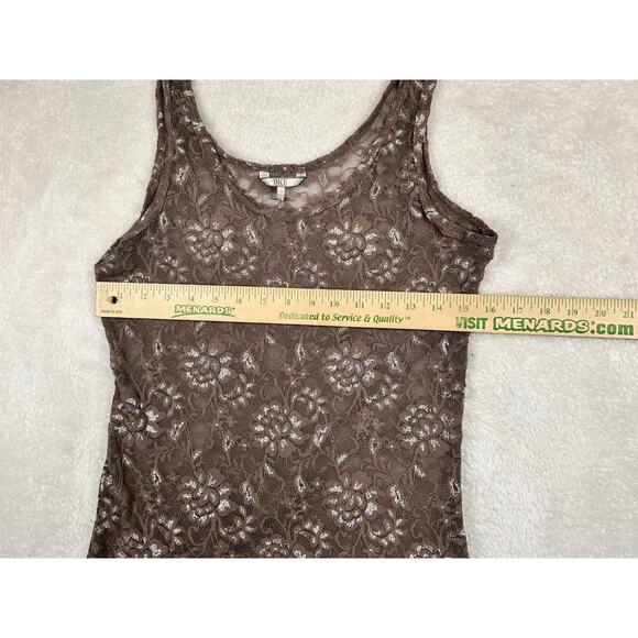 BKE Lace Tank Top Women’s Size XL Stretch Metallic Sparkle Floral Boho Western - Picture 4 of 7